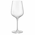 Calice da vino 650 ml in vetro trasparente con stelo e decoro scanalato