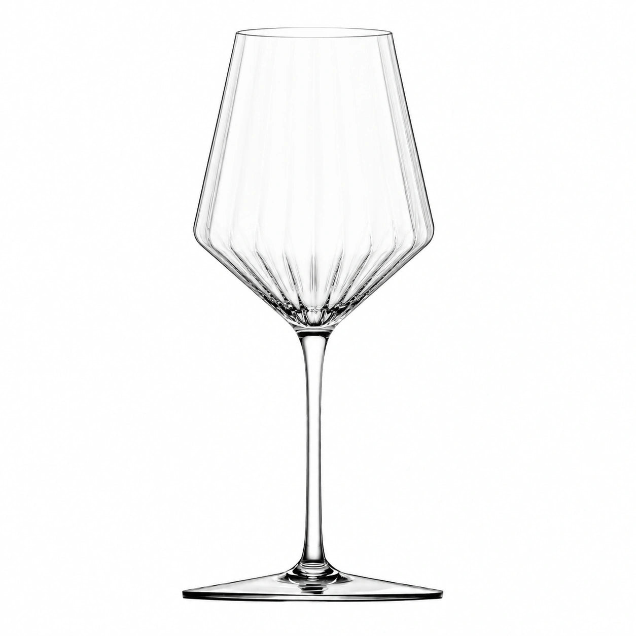 Calice da vino 550 ml in vetro trasparente 24 cm con stelo e texture scanalata