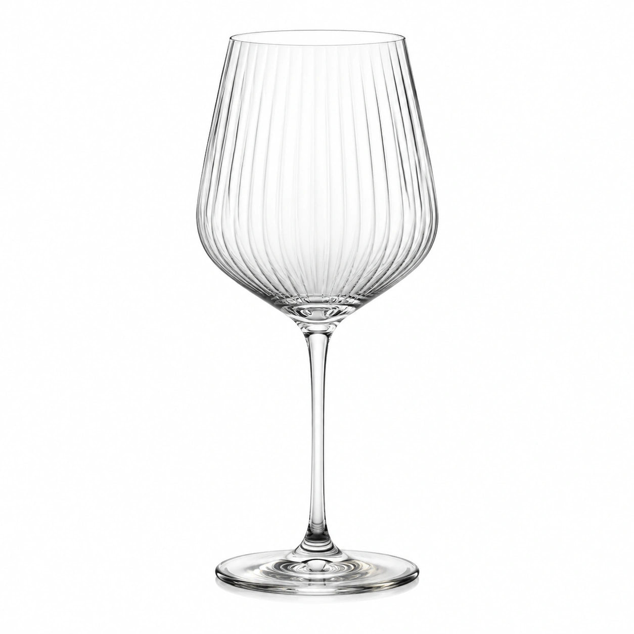 Calice da vino 550 ml in vetro trasparente con rilievi verticali