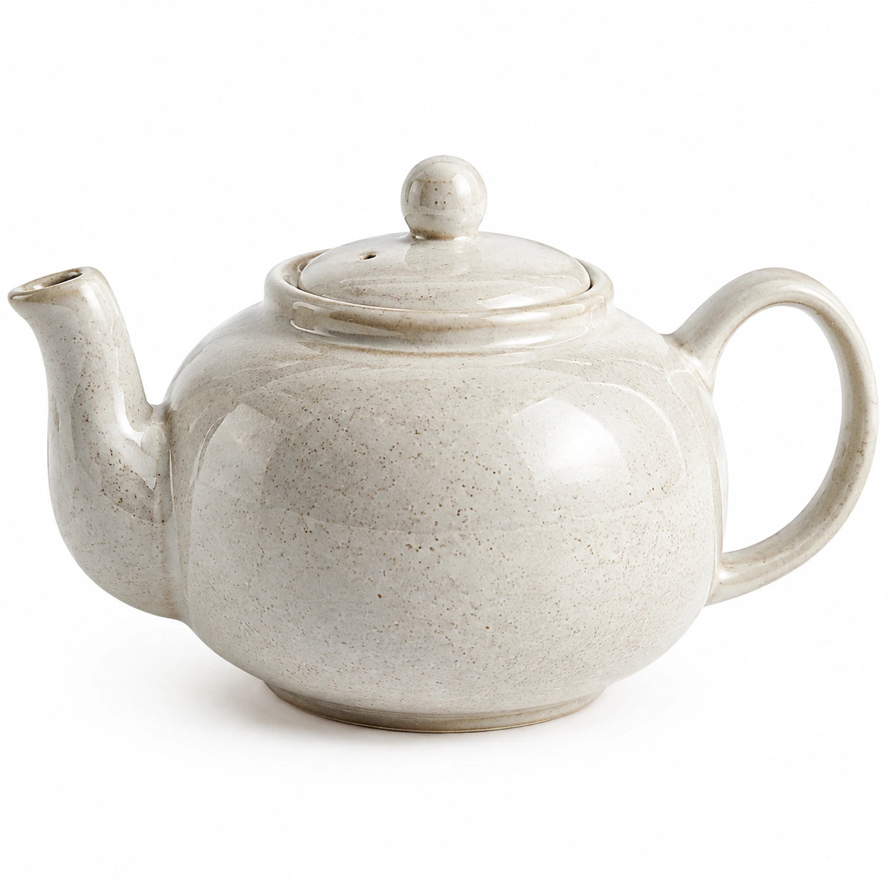 Teiera in ceramica 20 cm avorio puntinato con coperchio per tè