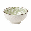 Ciotola in ceramica 17 cm bianco/verde con motivo vegetale