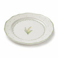 Piatto piano in ceramica 27 cm bianco e verde con decoro floreale bordo ondulato