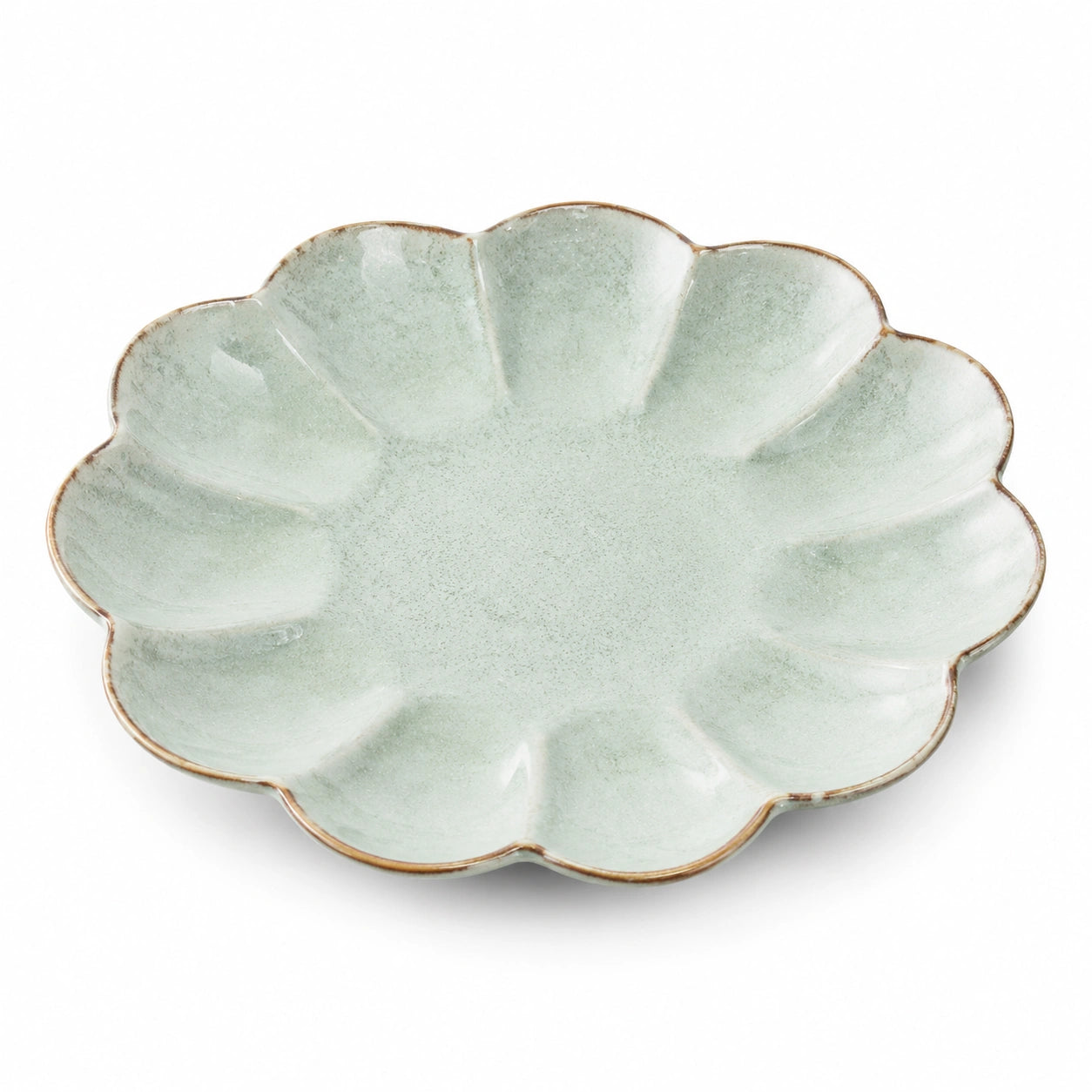 Piatto da portata floreale 28 cm in ceramica smaltata verde - decorativo
