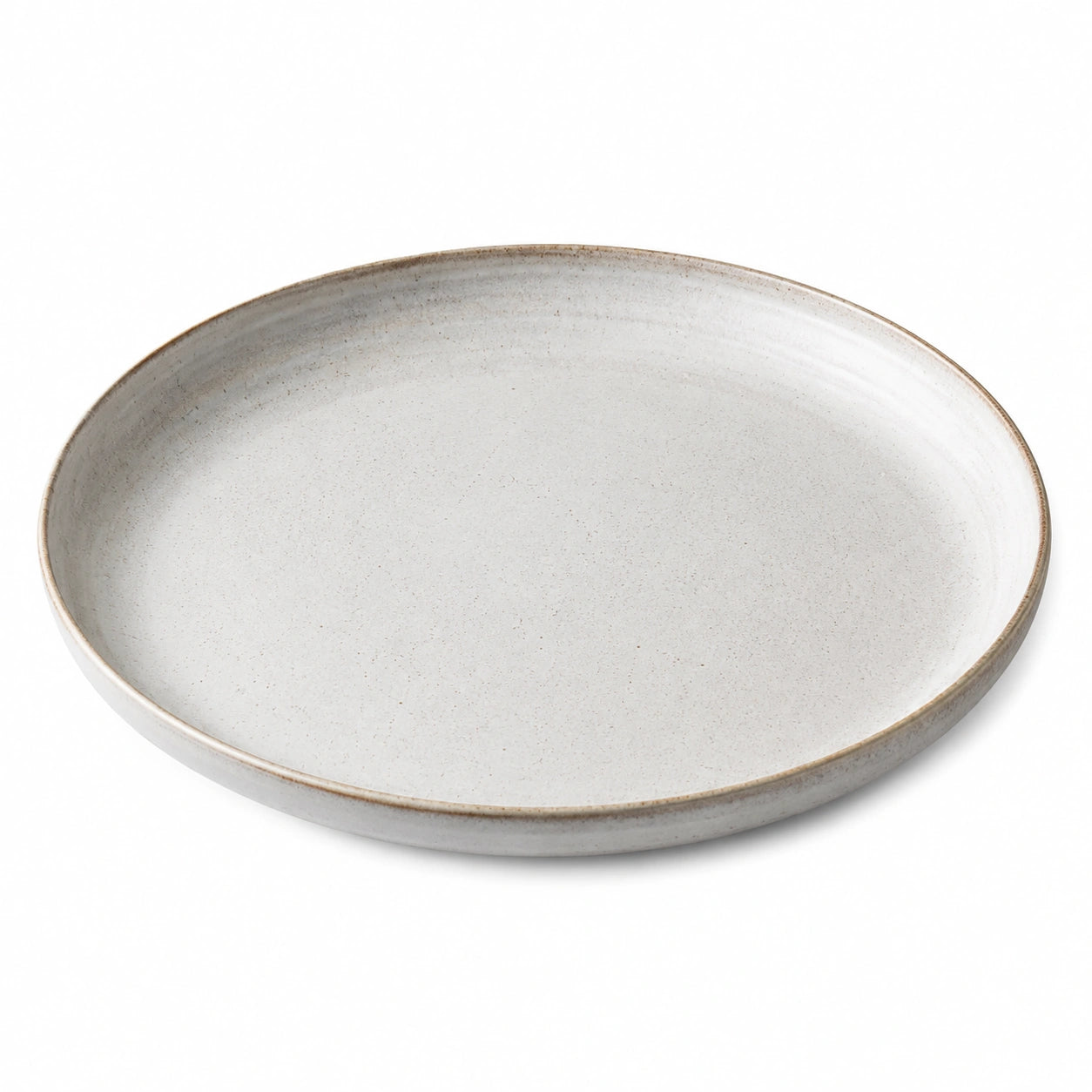 Piatto piano rotondo 28 cm in ceramica bianco avorio per servire