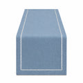 Runner da tavola 180 x 33 cm in tessuto blu con bordino bianco stile contemporaneo