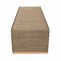 Runner da tavola 180 x 35 cm in tessuto intrecciato beige e nero stile rustico