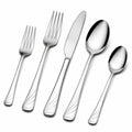 Set posate 5 pezzi in acciaio inossidabile argento 14.5-22 cm per tavola moderno