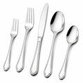 Set posate 5 pezzi in acciaio inox argento lucido con bordo decorativo