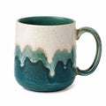 Tazza in ceramica 450 ml verde e crema con manico - stile rustico