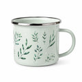 Tazza smaltata 400 ml verde con motivo botanico per bevande calde