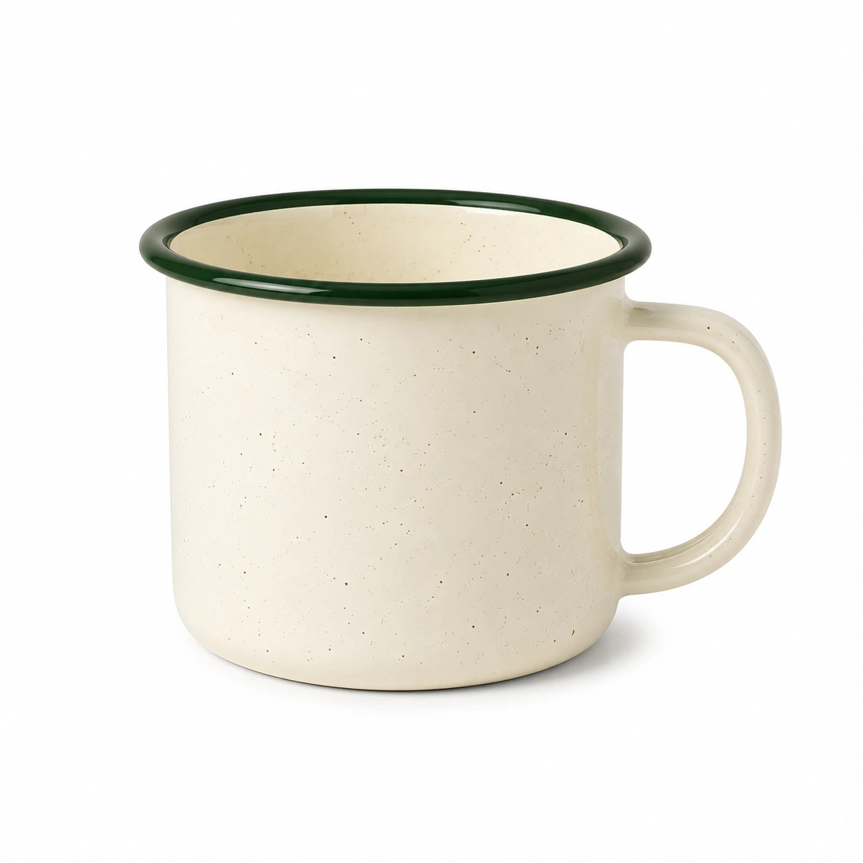 Tazza 350 ml in ceramica crema e verde con manico stile rustico