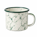 Tazza smaltata 350 ml in metallo bianco e verde con manico stile marmorizzato