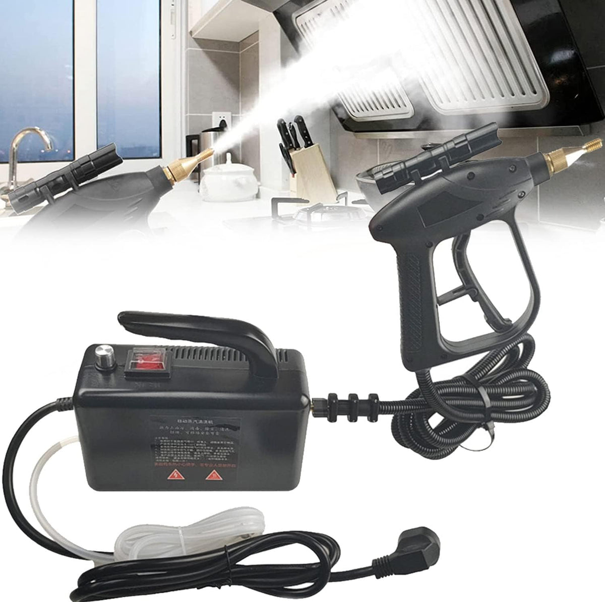 ERSINIAN, Pulitore a vapore, 2600 W, 110 V, 300 ml, Nero