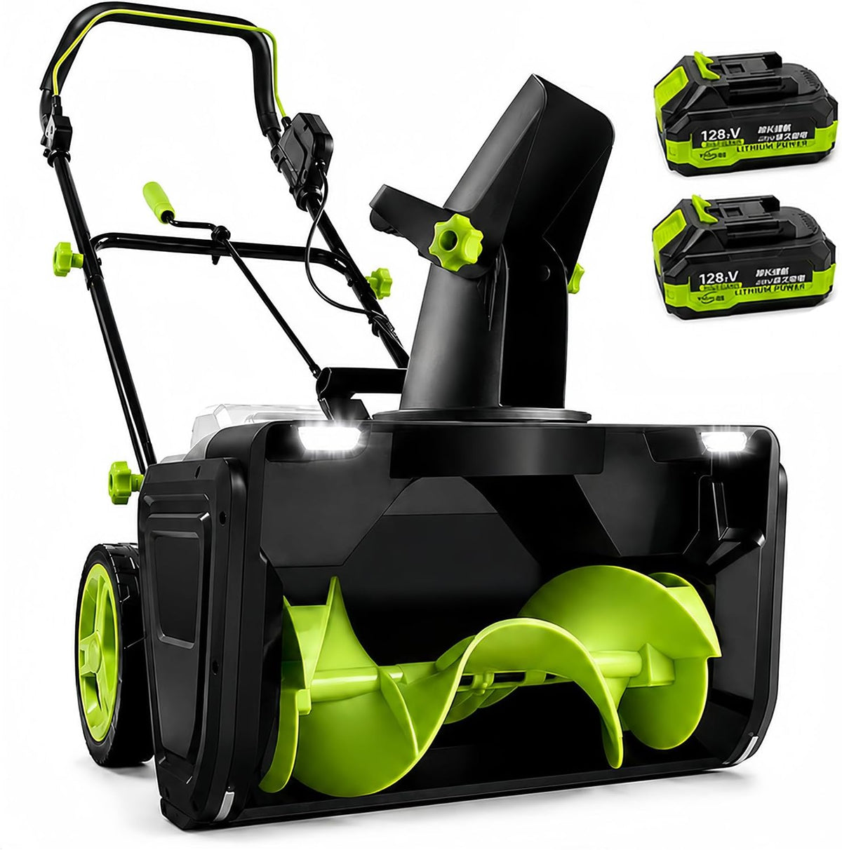 Frese da neve, SHUMIAO, 40 V, 20 Pollici, 50 cm, Nero, illuminazione LED, funzionamento senza fili