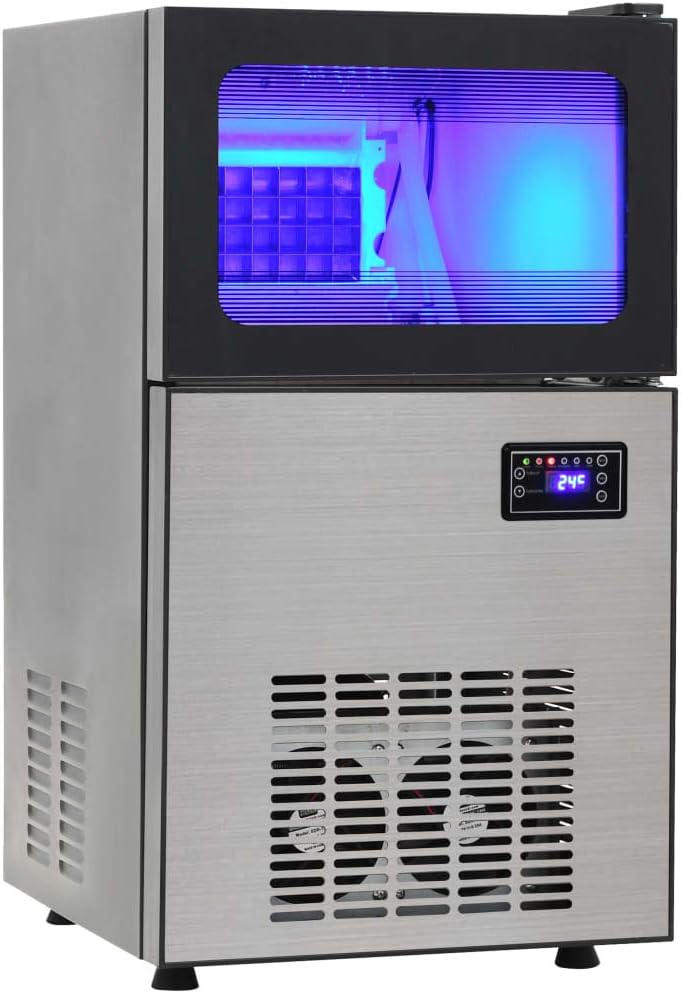 Macchina per cubetti di ghiaccio, Festnight, 430 x 400 x 710 mm, 420 W, 45 kg, Nero, acciaio inox