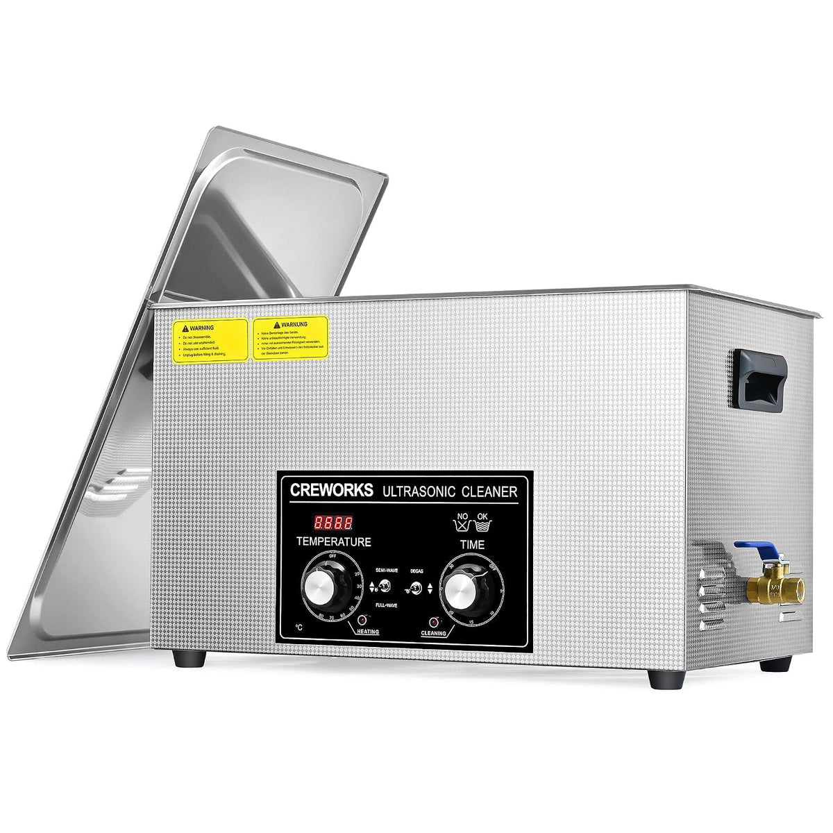 Prodotti di pulizia da laboratorio, CREWORKS, 30 L, 600 W, Argento, acciaio inox, timer