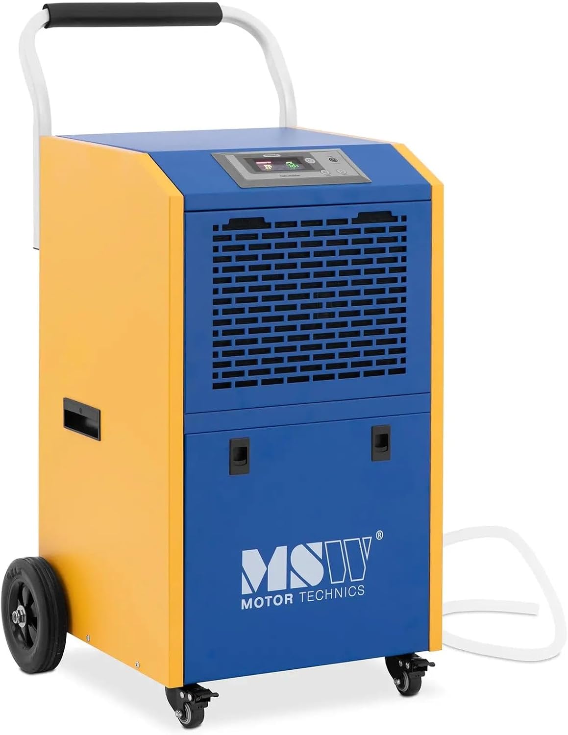 Deumidificatore, Helloshop26, 60 litri, 90 m, 480 m³/h, Argento/Blu/Giallo, vano contenitore, illuminazione LED, timer