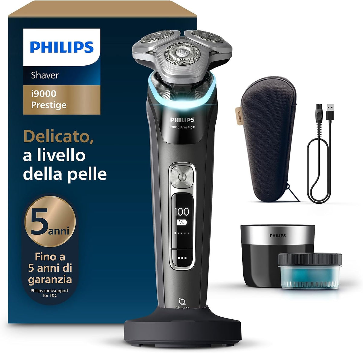 PHILIPS, Rasoi a testine rotanti, XP9207/30, 0,00 mm, Argento, USB