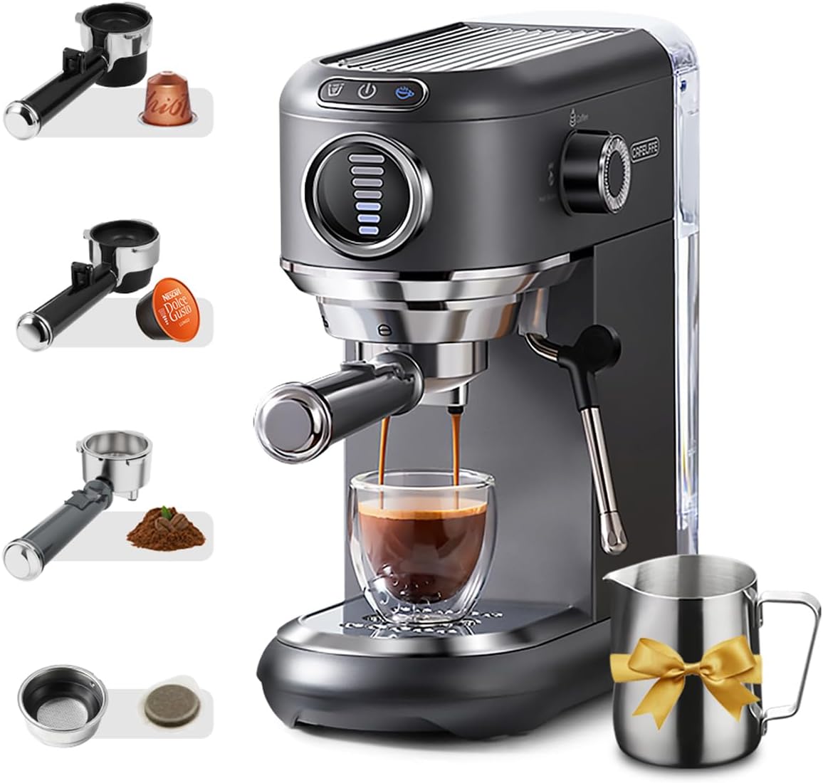 Macchina da caffè, MK-601F, CAFELFFE, 44 mm, Nero/Argento