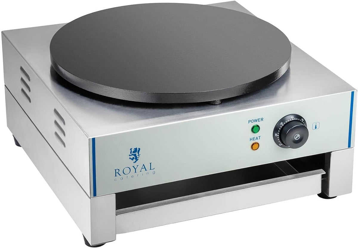 Royal Catering, Crepiere elettriche, RCEC-3000-E, 40 cm, 45 x 23.5 cm, 59 kg, Nero, acciaio inox