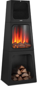 tectake, Camino elettrico, 45 x 120 x 35 cm, 1800 W, 160 cm, Nero, acciaio verniciato a polvere