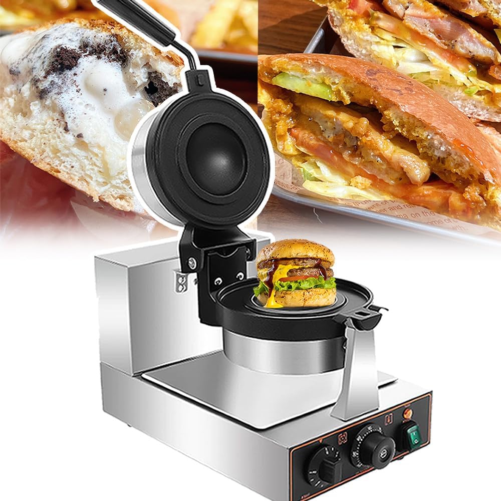 Macchine per waffle, 1200 W, 250 °C, 10 cm, Nero, acciaio inox