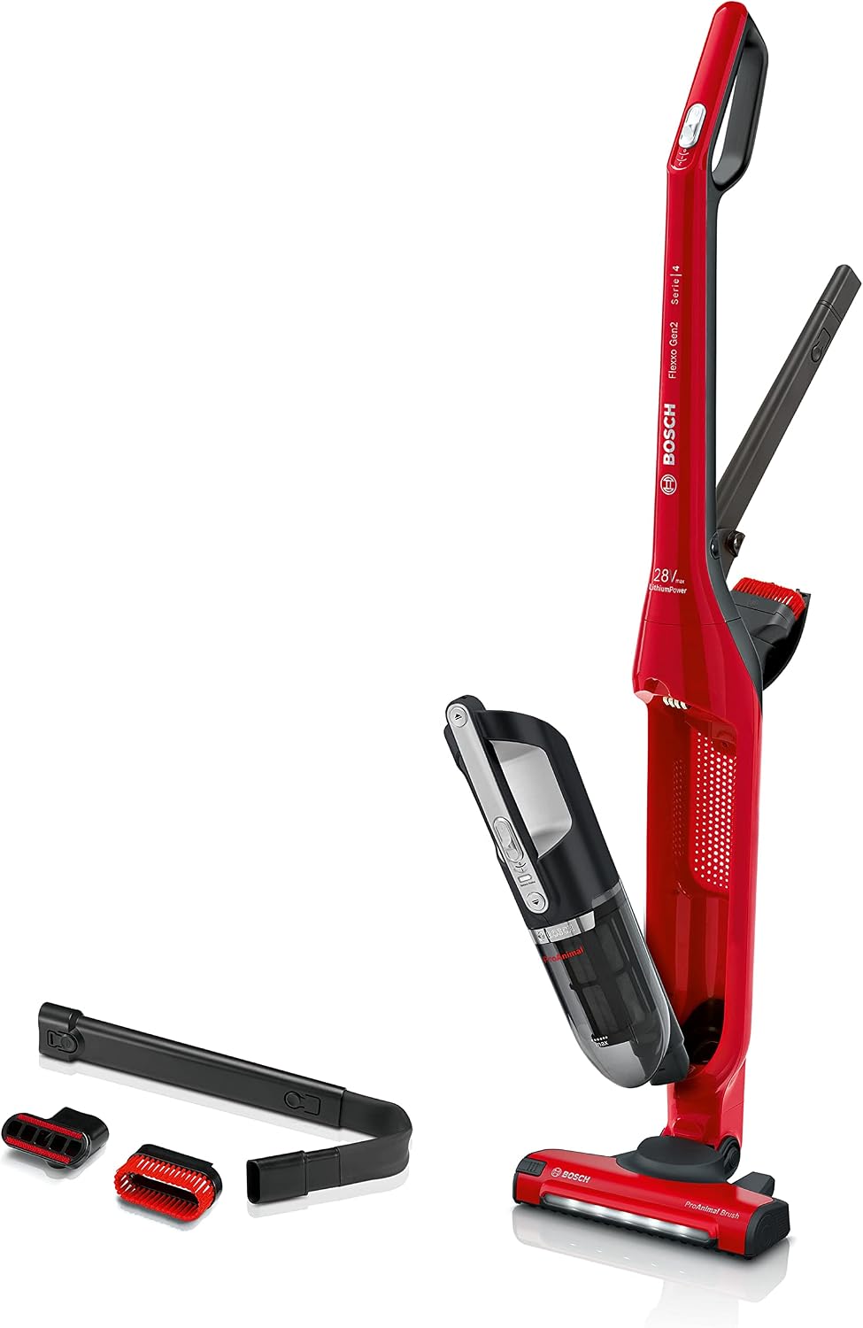 Bosch, Aspirapolvere, BBH3ZOO28, 28 V, Rosso, funzionamento senza fili, 2 in 1