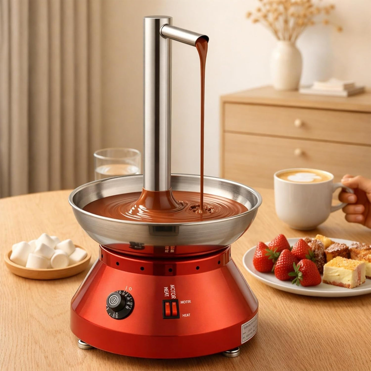 Annuod, Fontane di cioccolata, 33 x 33 x 61 cm, 110 °C, 230 W, Argento, acciaio inox