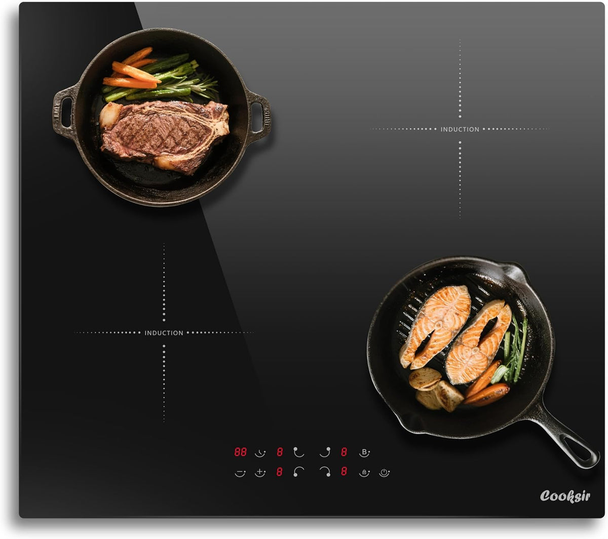 Cooksir, Piano cottura a induzione, 7200 W, 60 CM, 220 V, Nero, timer