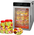 GHKWXUE, Essiccatori per alimenti, 800 W, 30°C, 50 dB, Argento, acciaio inox, timer, spegnimento automatico, protezione dal surriscaldamento