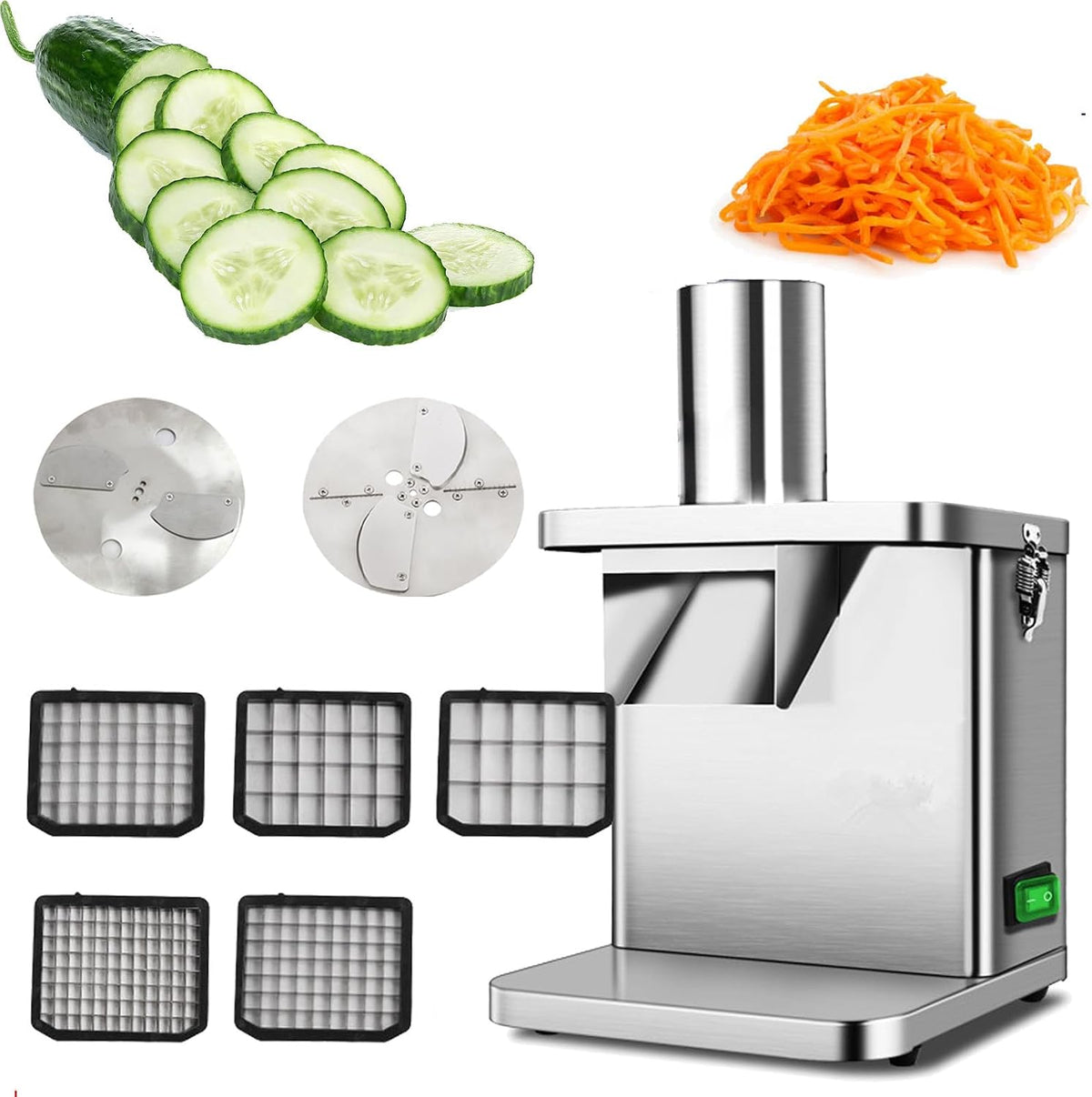 Pnpaea, Robot da cucina compatto, 250 w, 15 Mm, 6x7,2 mm, Grigio, acciaio inox