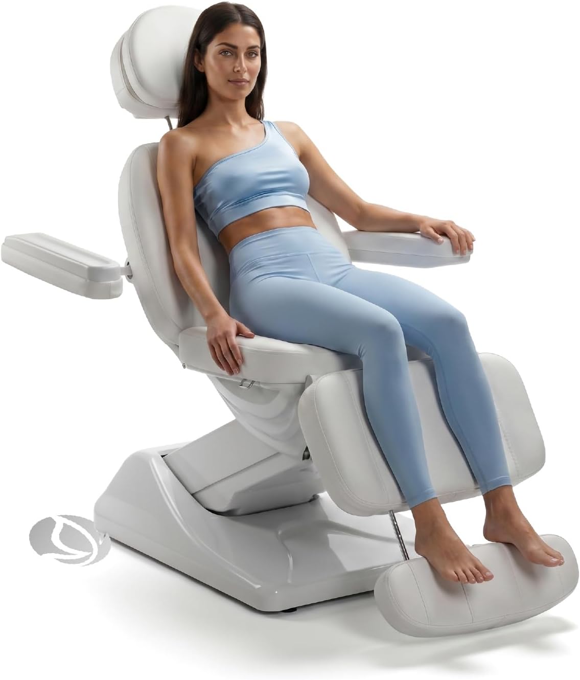 Poltrona, Tutto per l'Estetica, 200 Kg, 9 cm, 180 cm, Bianco, ecopelle, altezza regolabile, telecomando