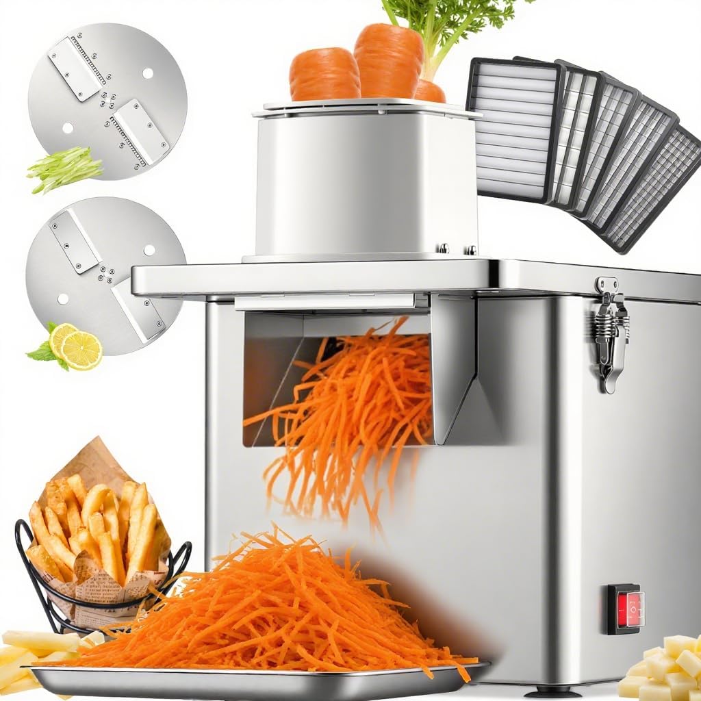 NEWTRY, Mandoline, 250 W, 200 kg, 13x15 mm, Argento, acciaio inox