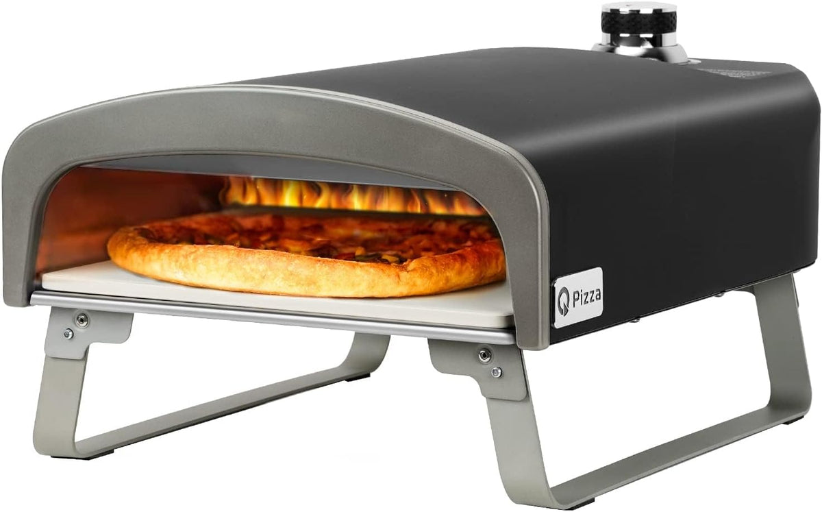 DOBADN, Forno per pizza, 33 cm, 500 °C, Nero/Argento