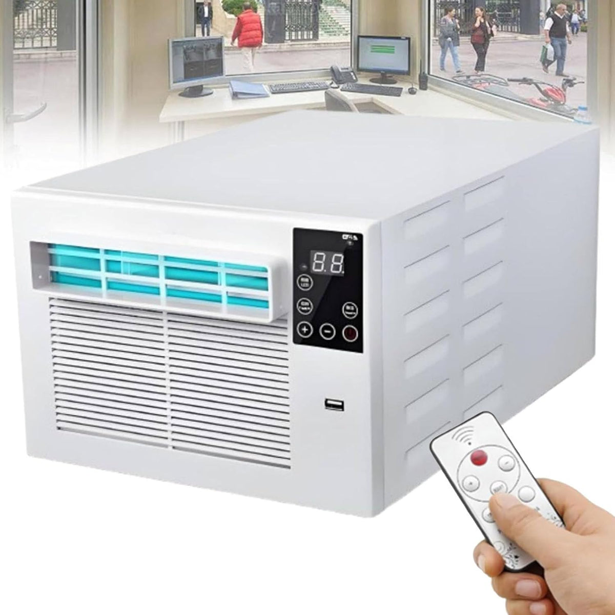 Oiyekntd, Condizionatore, 285 x 230 x 460 mm, 5 m, 10 kg, Bianco, telecomando, timer, 2 in 1