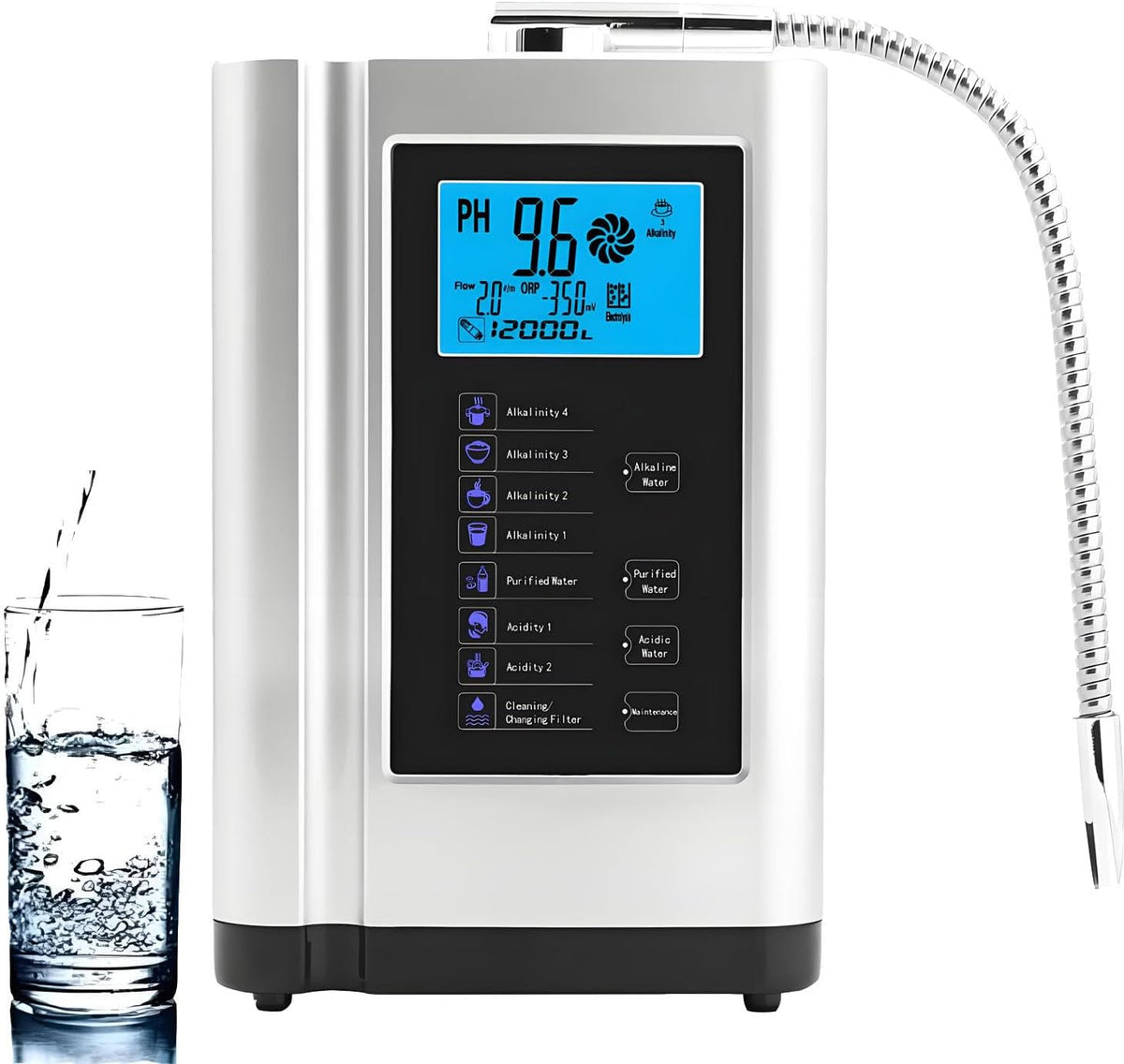 AiODiO, Gasatori d'acqua, 8000 Litri, 3,8 POLLICI, Argento, autopulizia