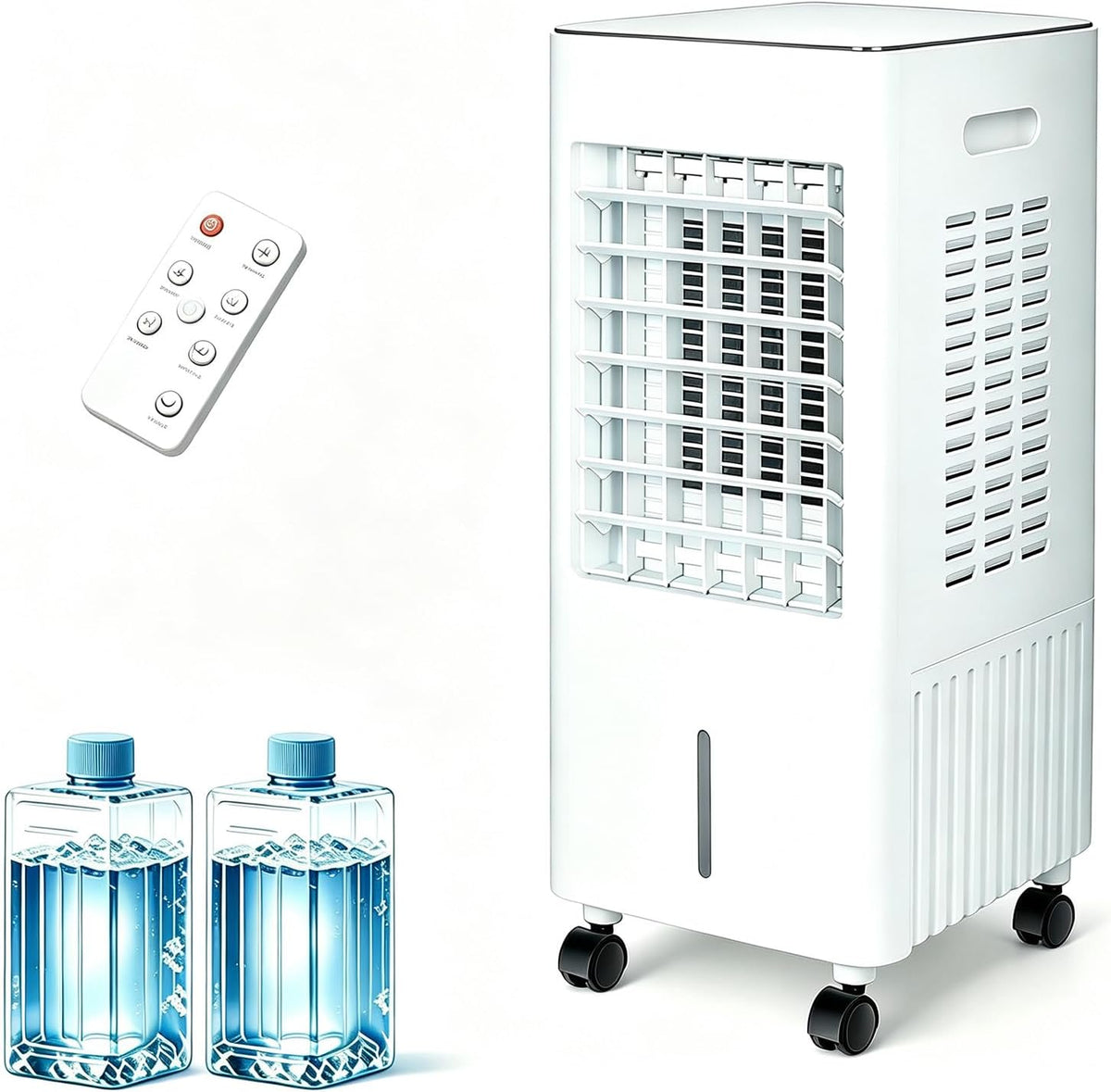 Kilvanx, Raffrescatore evaporativo, 65 W, 12 L, Nero, telecomando, timer, funzionamento senza fili, 3 in 1