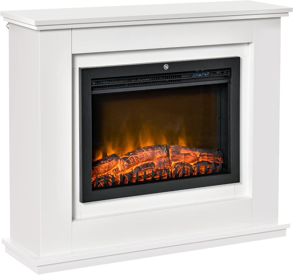 HOMCOM, Camino elettrico, 98x27.5x80 cm, 240 V, Bianco