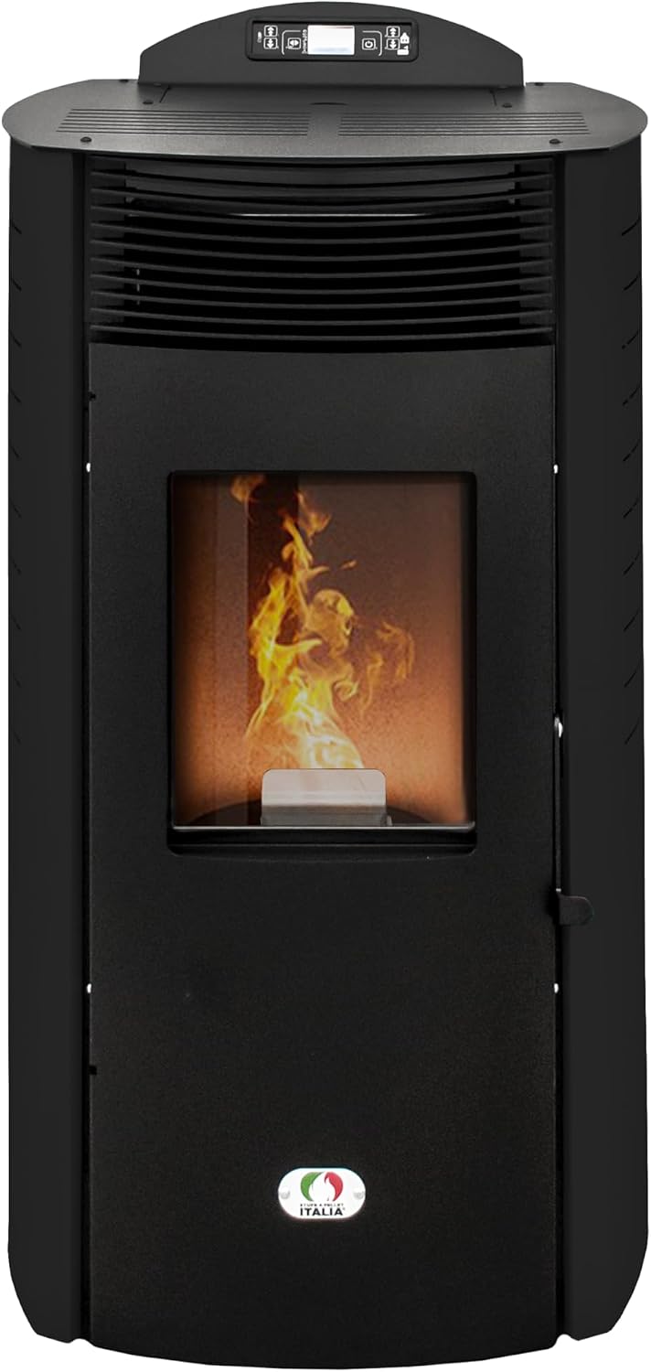 STUFE A PELLET ITALIA, Impianti di riscaldamento a pellet, 18 kW, 180 m, 125 kg, Nero