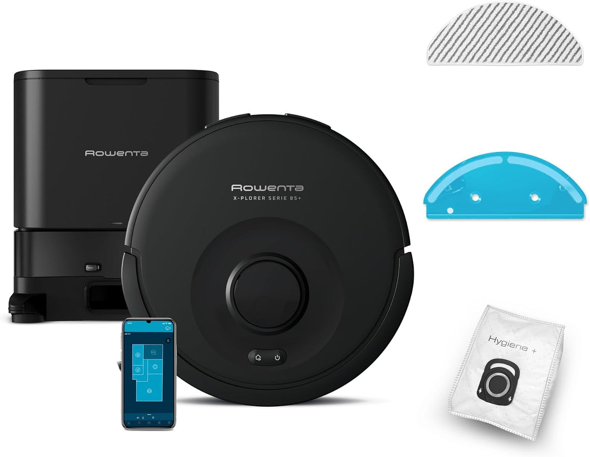 Rowenta, Robot aspirapolvere, RR87D5FE, Nero, vano contenitore, Wi-Fi, 2 in 1