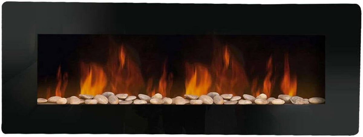 Dmora, Camino elettrico, 1800 W, Nero, illuminazione LED, telecomando, timer