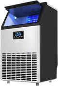 Oiyekntd, Macchina per cubetti di ghiaccio, 68/80 kg, 200 W, 798 mm, Argento, acciaio inox
