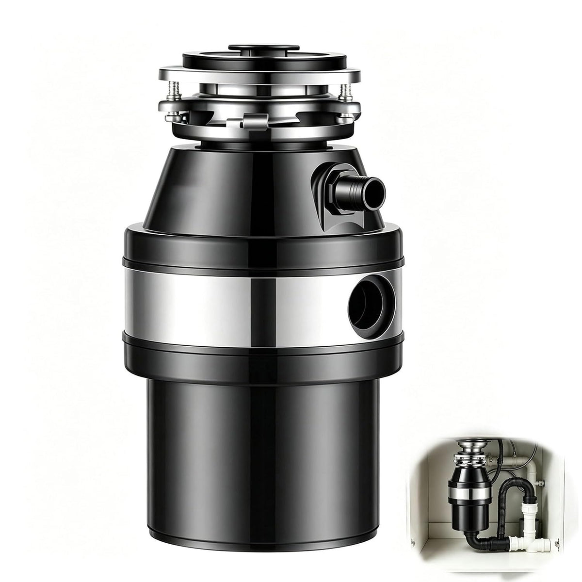 Knupis, Tritarifiuti, 21 cm, 8,26 pollici, 36 cm, Nero, acciaio inox, telecomando, funzionamento senza fili