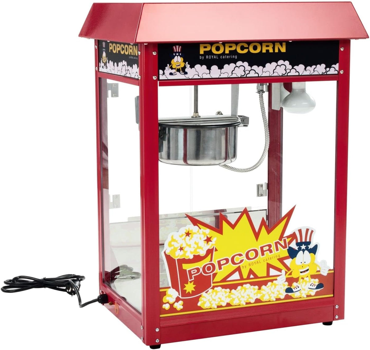 Royal Catering, Macchine per Pop-corn, 1.500 W, 250 °C, 34.5 x 52 cm, Rosso