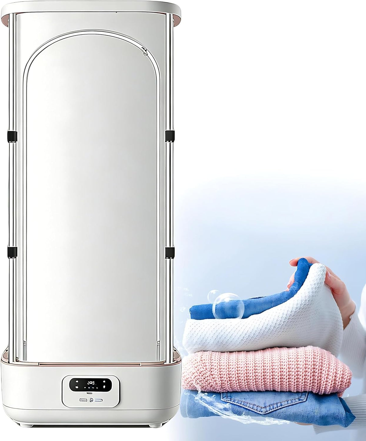 QIUNAOZI, Armadio, 900 W, Grigio, struttura pieghevole, funzionamento senza fili, protezione dal surriscaldamento, 2 in 1