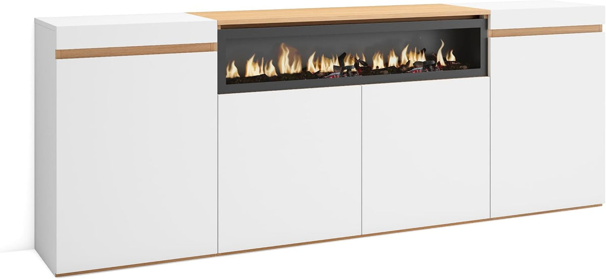 Credenza, Skraut Home, 102 cm, 75 cm, 35 cm, Nero, illuminazione LED, telecomando