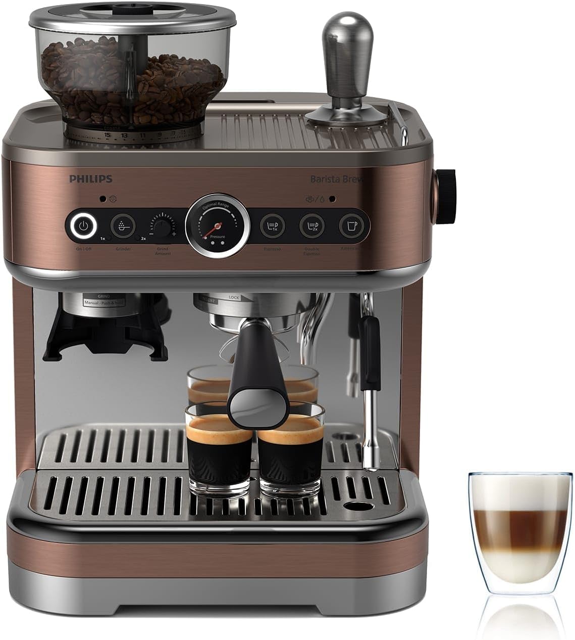 PHILIPS, Macchine per espresso e cappuccino, 280 g, Argento, acciaio inox