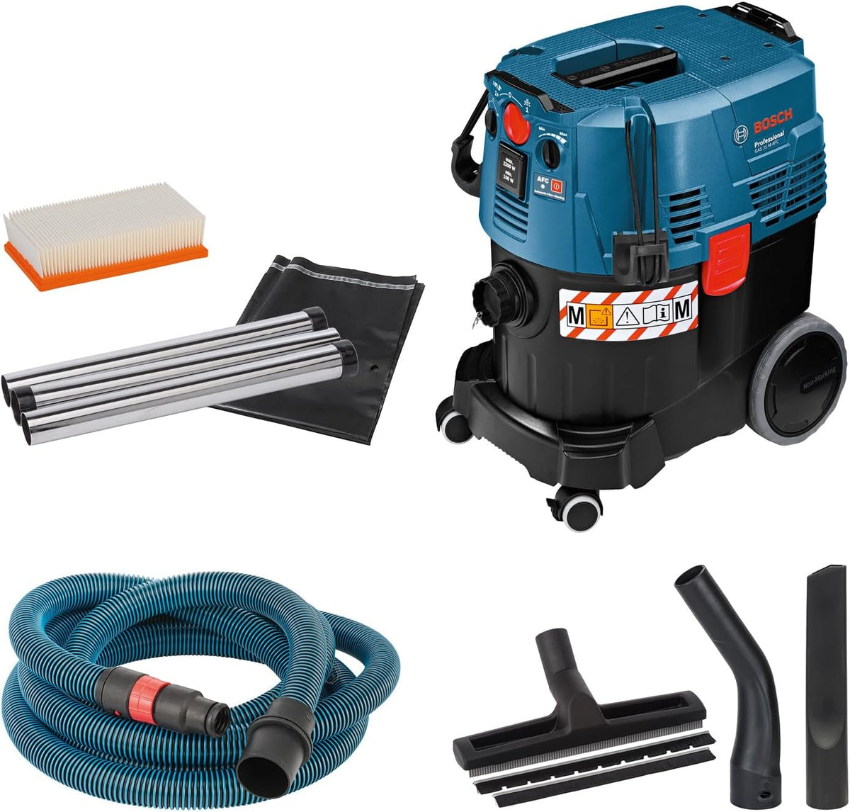 Bosch Professional, Aspirapolvere a traino, 35 M, 35 Litri, 5 M, Nero