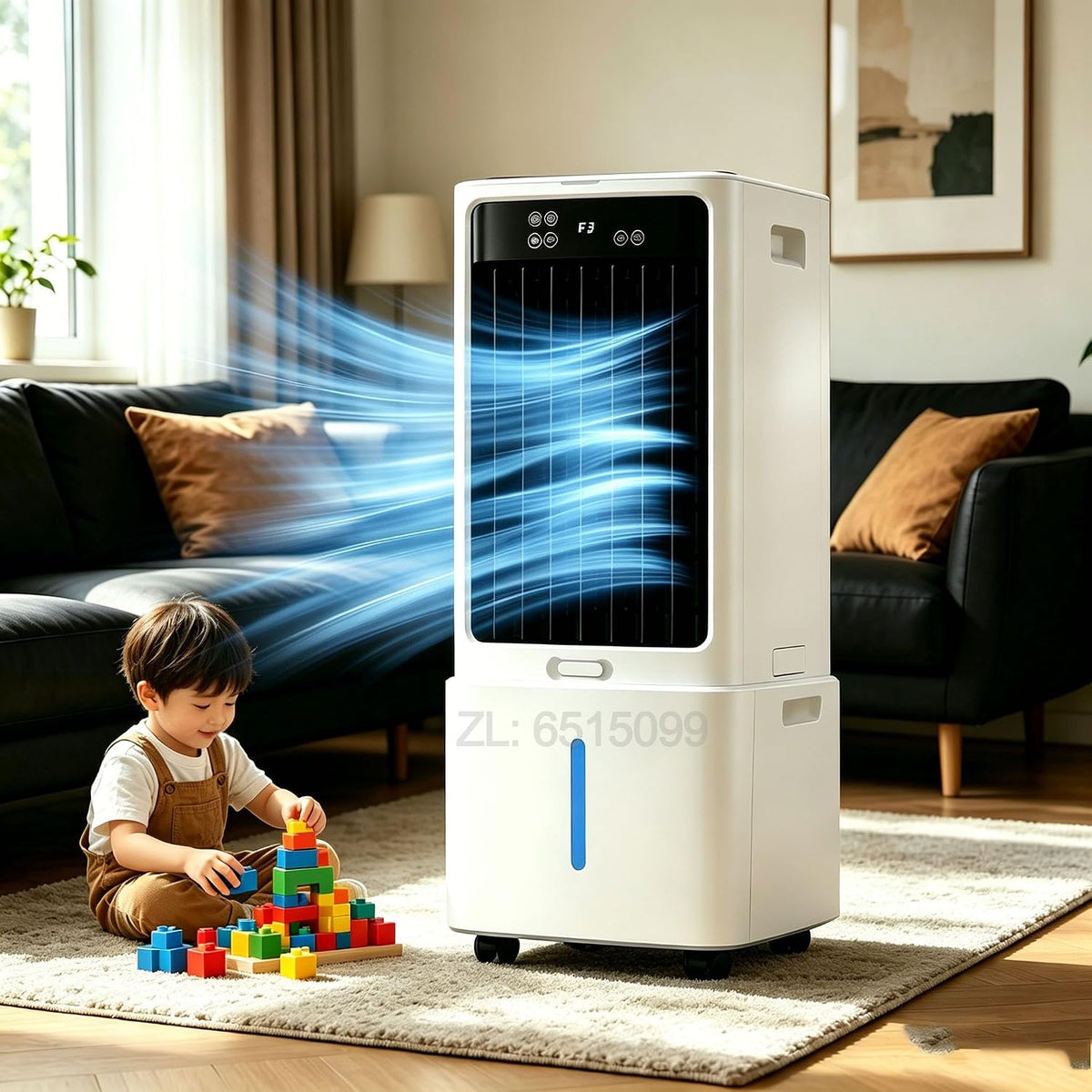 Condizionatore portatile, 12 L, 50 W, 45 dB, Nero, telecomando, timer