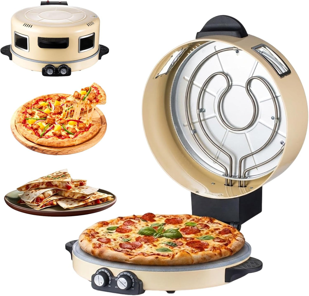 Forno elettrico, 40 cm, 2200 W, 48 × 20 × 59 cm, Nero/Argento
